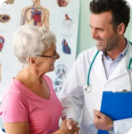 An Elderly patient consulting with a healthcare professional in Athens, Georgia.